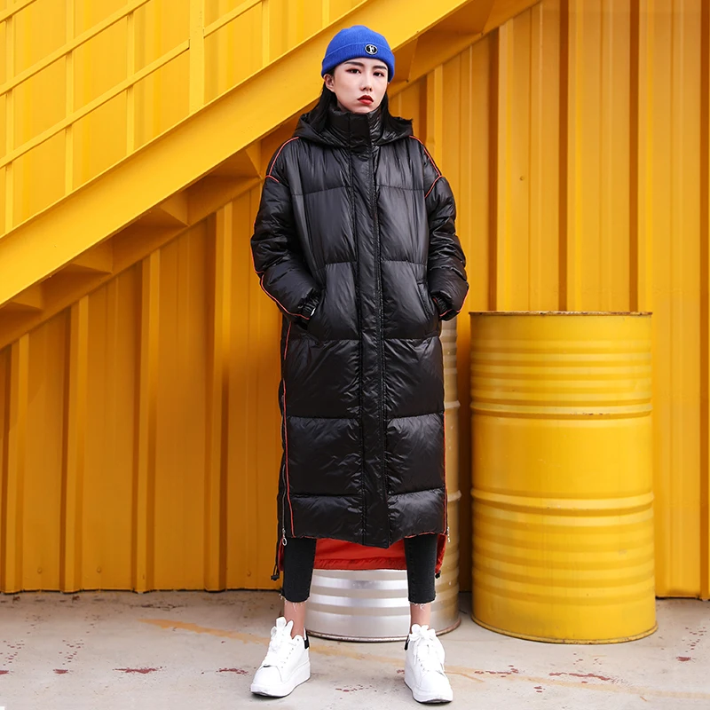 Свободная зимняя куртка женские стеганые пальто с длинным 2021 яркая хлопковая