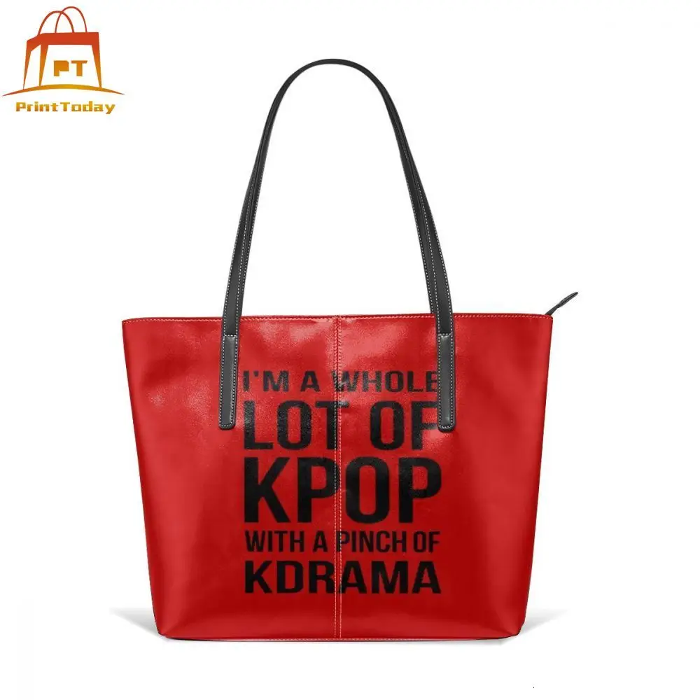 

Kpop Лот сумка много KPOP красные сумки с верхними ручками Подростковая трендовая кожаная сумка-тоут с узором вместительные женские сумки