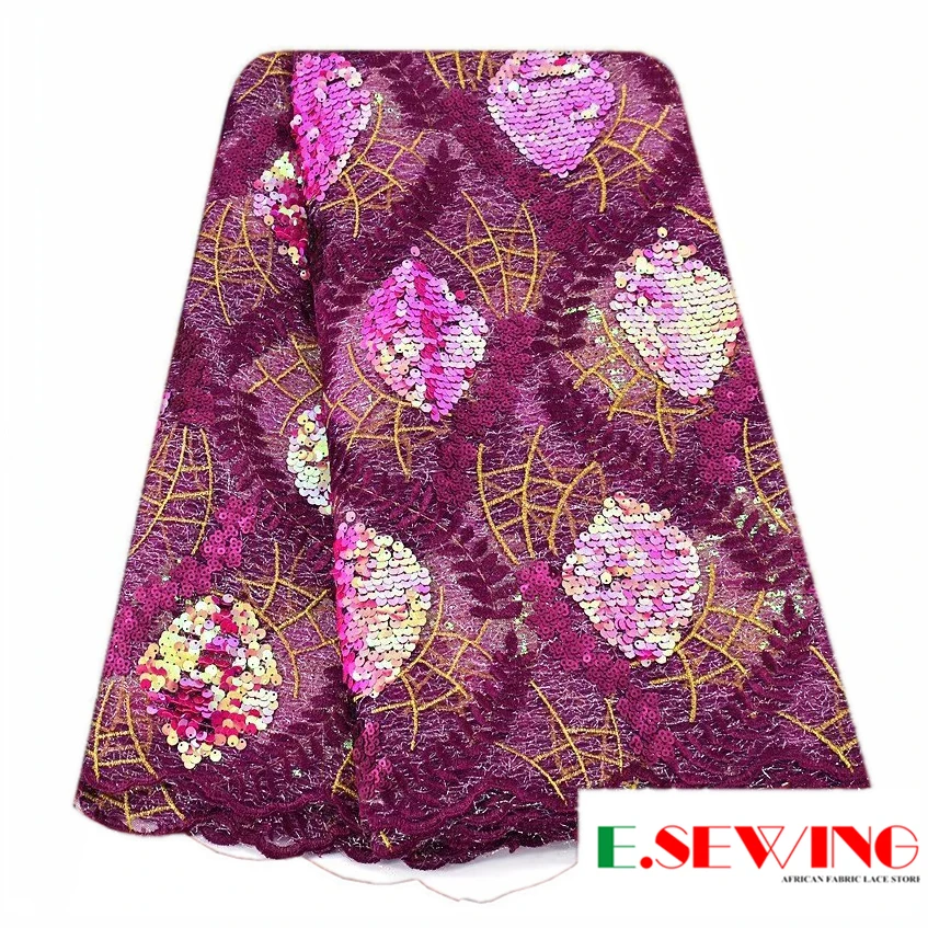 Esewing лук нигерийские кружева с блестками ткань индийский Нигерии кружевных