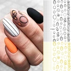 Наклейка для ногтей, 1 лист, золотые, серебряные звезды, линии, круг, 3D слайдер для ногтей, наклейка для ногтей, слайдер Декоративные наклейки для маникюра