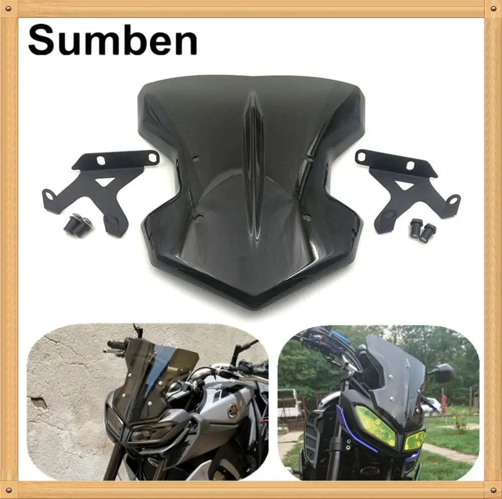MT09 FZ09 17-19 Ребристое лобовое стекло ветровое дефлекторы с поддержкой Yamaha MT-09 FZ-09 2017
