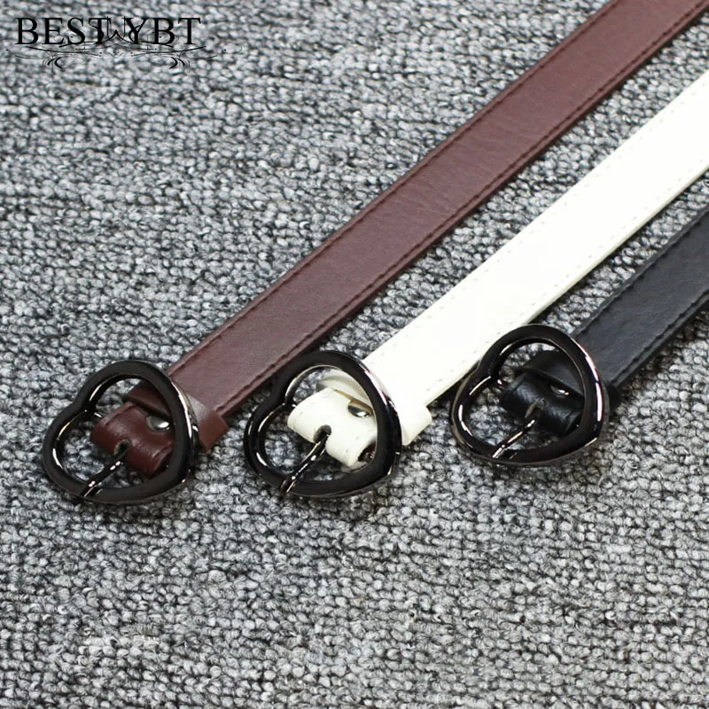 

Best YBT Women Imitation Leather Belt Alloy Pin Buckle Belt Black Sweet Heart Shaped Buckle High Quality Cowboy Decorate Belt