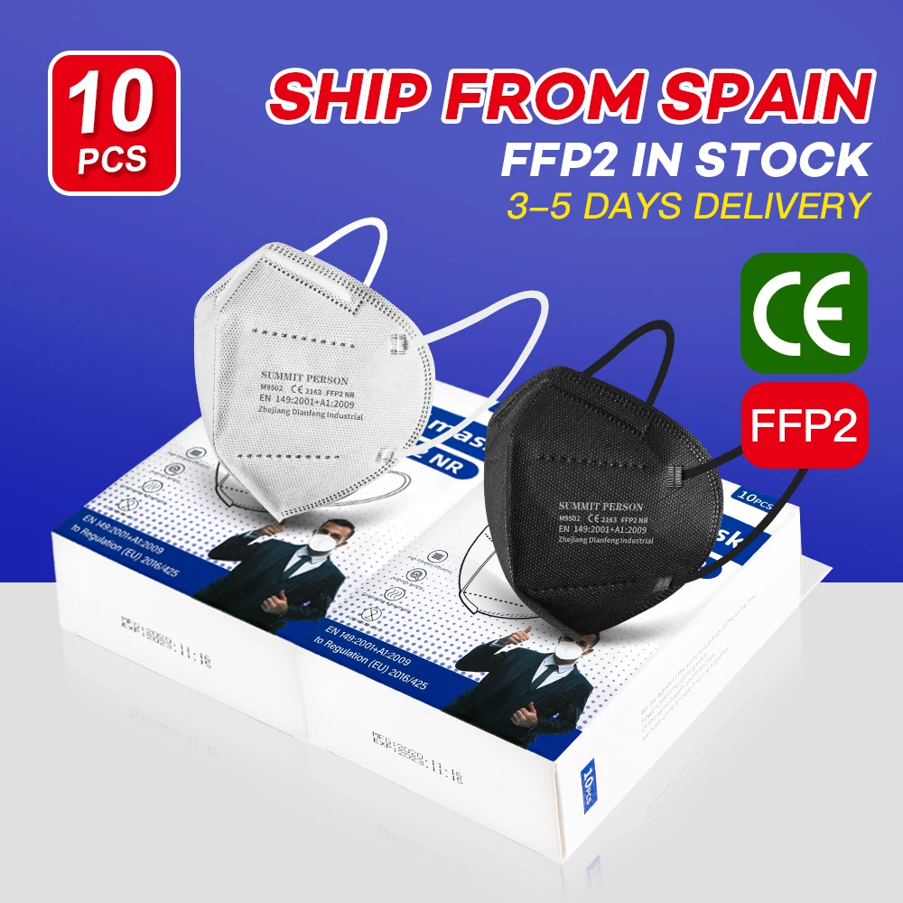 

10-100 шт., черные маски FFP2, сертификат CE