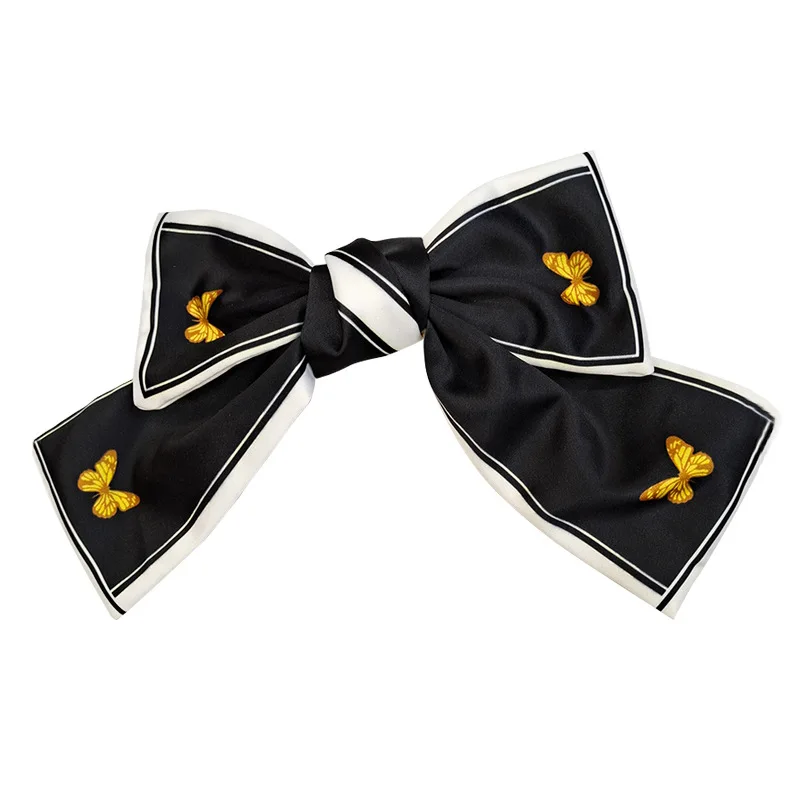 

Cute Big Bow Hairpin Korean Temperament Fabric Printing Hair Accessories Back Head Spring Clip Top Clip Hairpin Hair Accessories