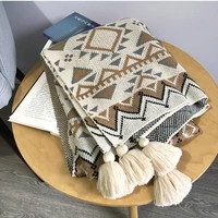 bohemian style knitted blankets with tassel autumn winter super soft warm home decor blanket sofa bed cover 127x152cm
