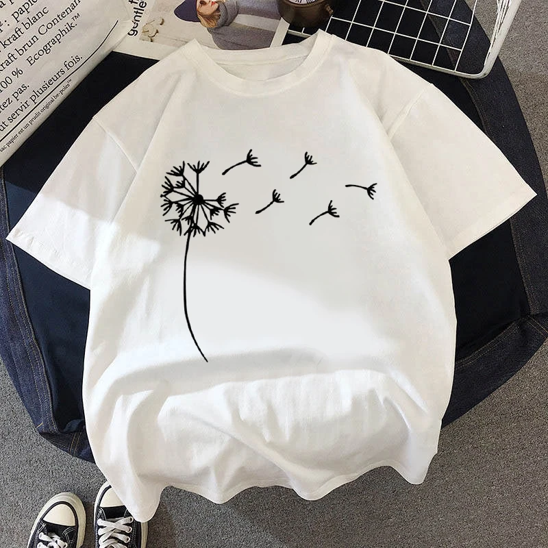 

2020 T-shirt Female Flowers butterfly Tshirt Short sleeve Summer Tee shirt Easy Matching Round Neck new summer T-shirts female