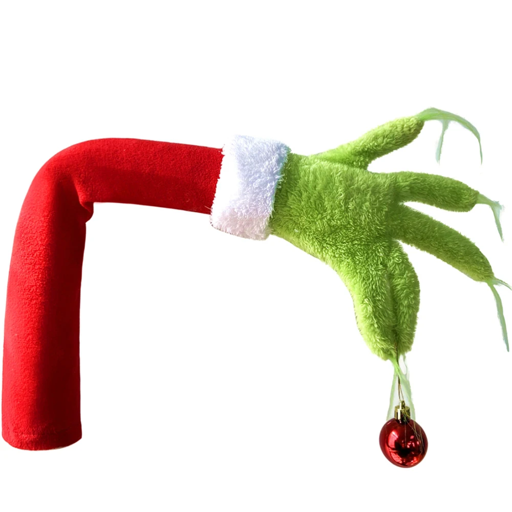 

2022 New Year Christmas Tree Decorations Furry Lovely Green Grinch Elf Arm Ornament Holder Home Party Decor Accessories