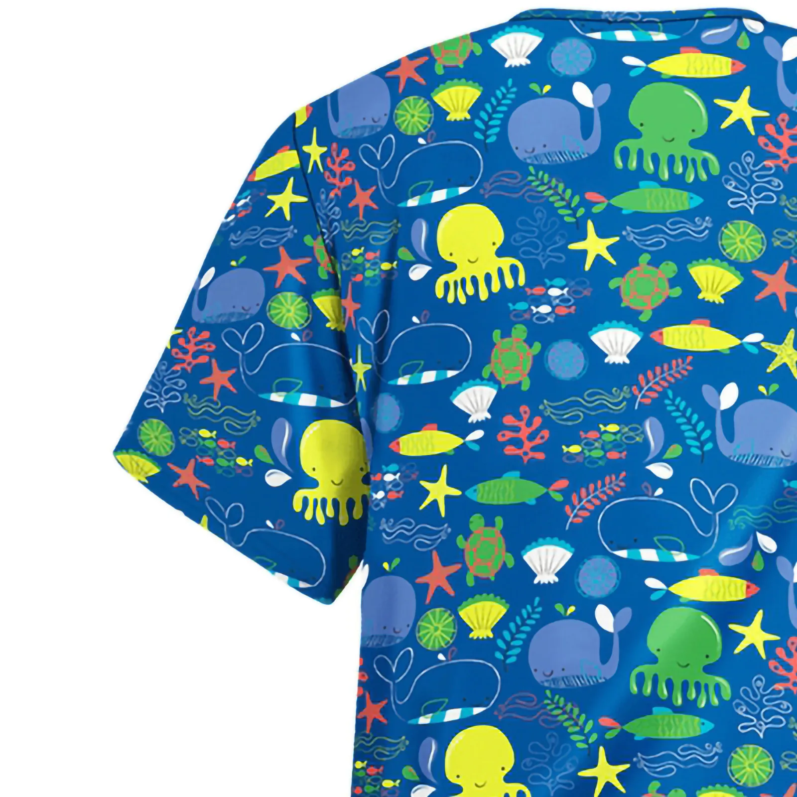 

Women Short Sleeve V-neck Tops Working Uniform Cartoon Print Blouse