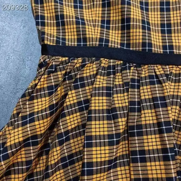 

New 2021 Fashion Runway Summer Dress Women's V-Neck Sleeveless Plaid Print Elegant Midi Popular High Qaulity Dresses