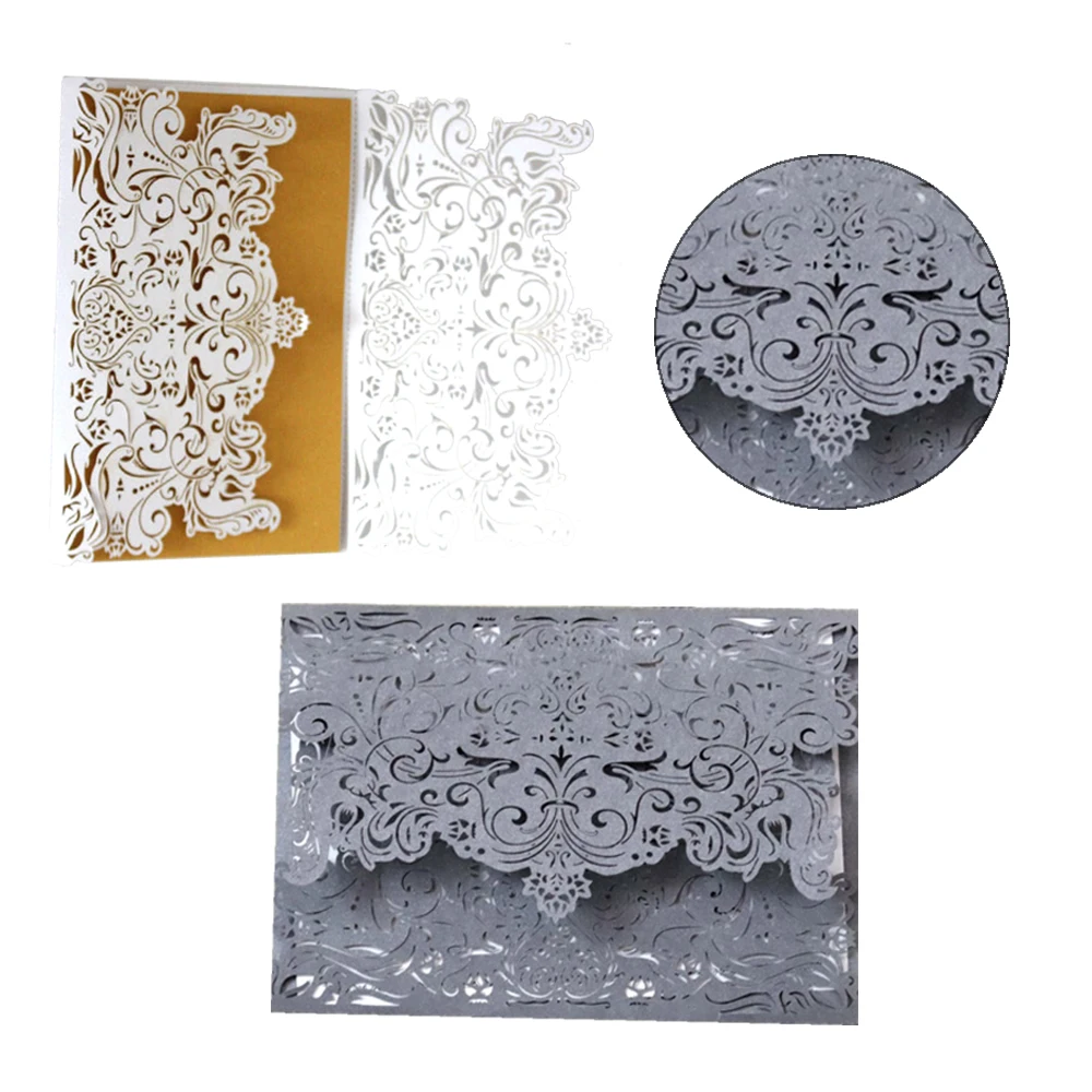 10pcs / lot White Hollow Laser Cut Wedding Invitations Elegant Engagement Invitation Card With Conveyor Belt Envelope Se | Дом и сад