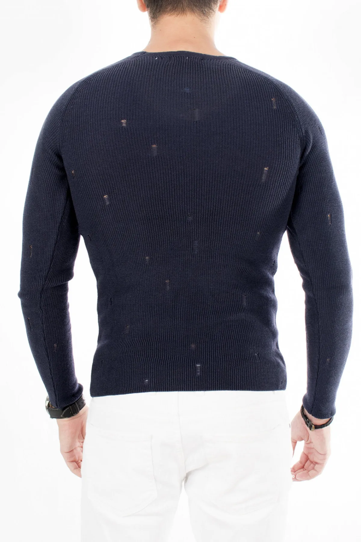 

DeepSEA Ripped Detailed Italian Mercerized Sweater 1808051