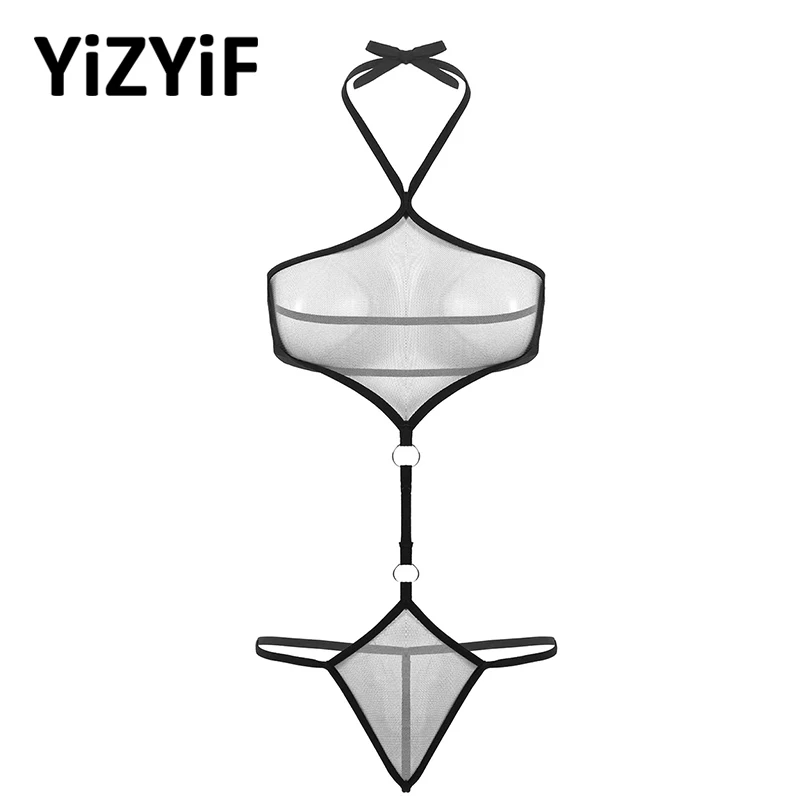 

Women Erotic One-piece Thong Leotard Bodysuit Lingerie See Through Sheer Mesh Bodysuit Sexy Costume Ladies Nightwear Sleepwear
