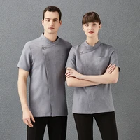 men and women hotel restaurant catering chef uniform bakery cooking kitchen jackets short sleeve pastry sushi cook coat workwear