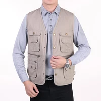 men fishing vest autumn spring light and dark gray sleeveless jacket man utiliity vests multi pocket design gilet coat clothing