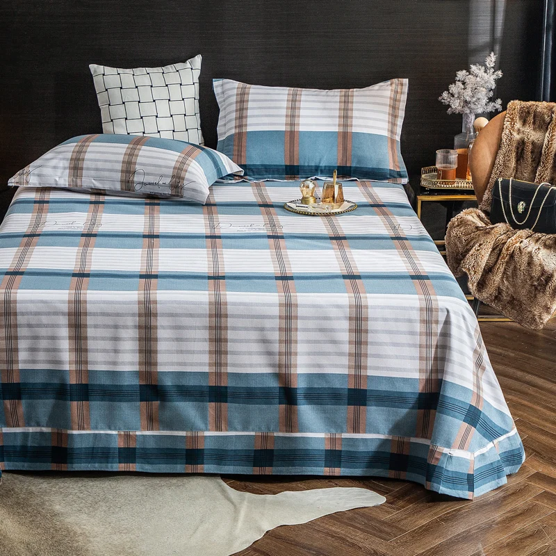 

1pc High Quality Stripe Ruffle Bed Flat Sheet Europe Cotton Bedding SheetsTwin Full Queen King Size Bed Sheet No Pillowcase