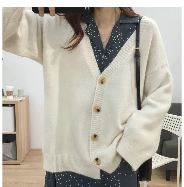 Кардиганы Свитера женские с v-образным вырезом облегающие Женские зимние вязаные