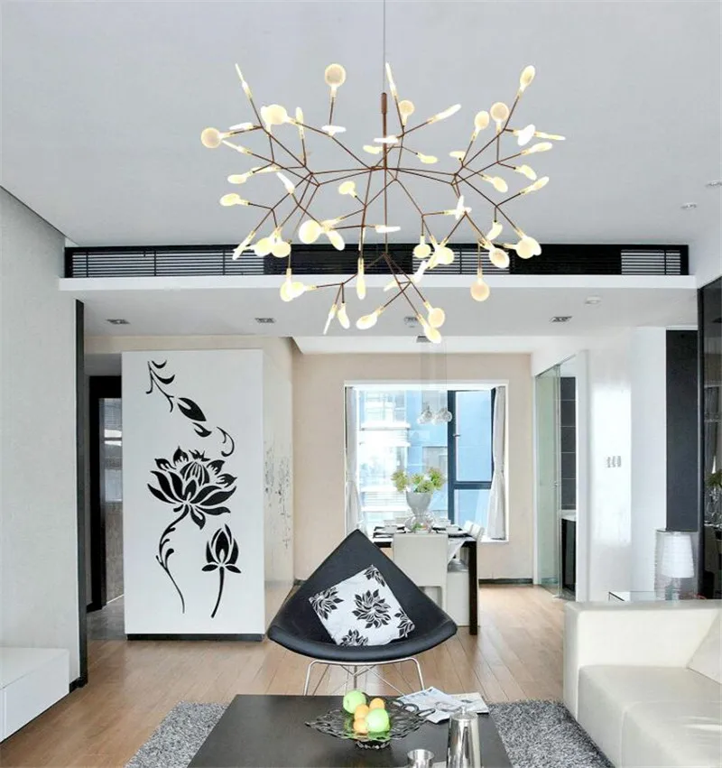 Art Decorate Tree Branch Led Pendant Light Acrylic Leaf Hanging Lamp Lustre For Living Room Art Decor Pendant Lamp 110V/220V