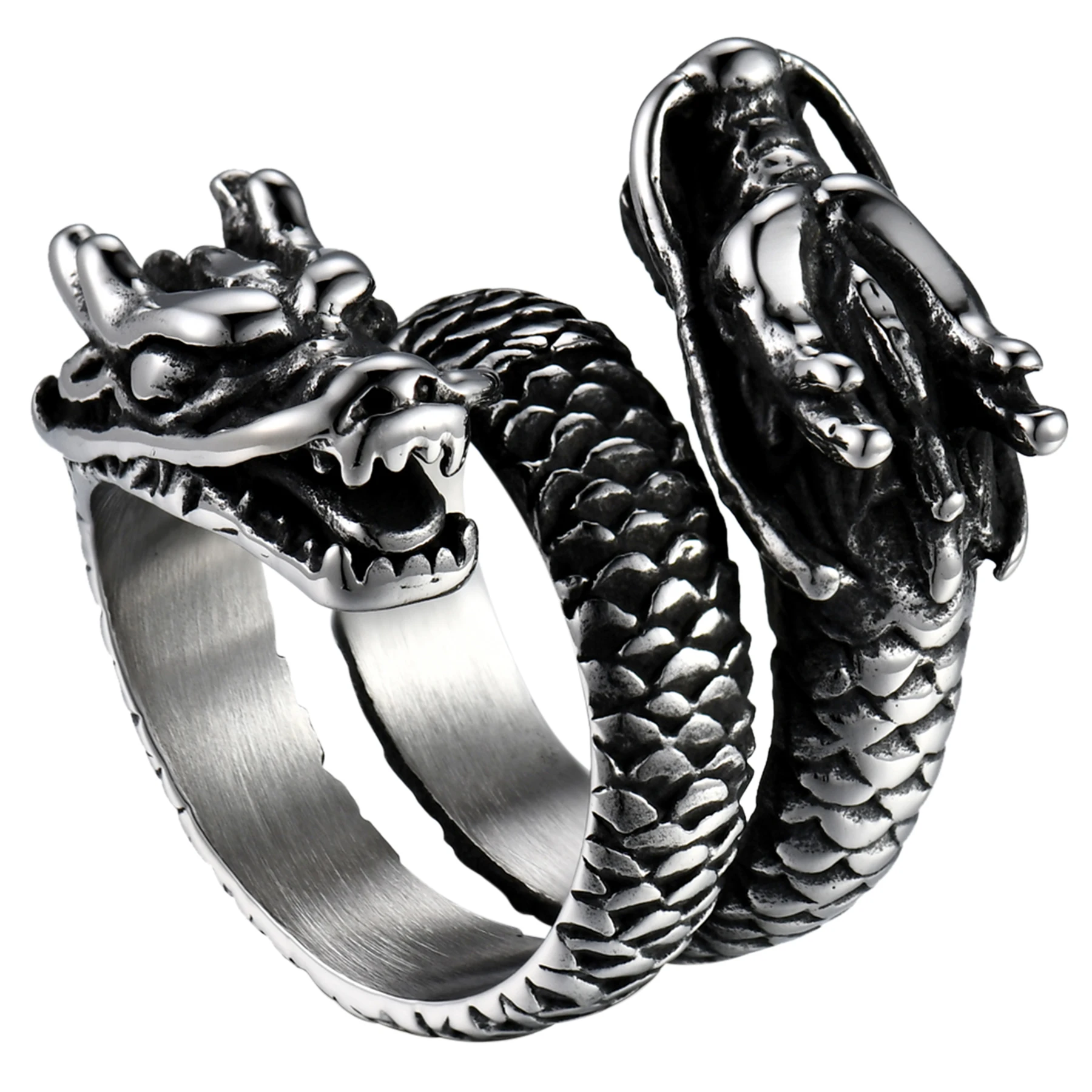 

BONISKISS Domineering Gothic Punk Ancient Dragon Men Women Ring Classic Stainless Steel Ring Bijoux Aneis Jewelry Gift