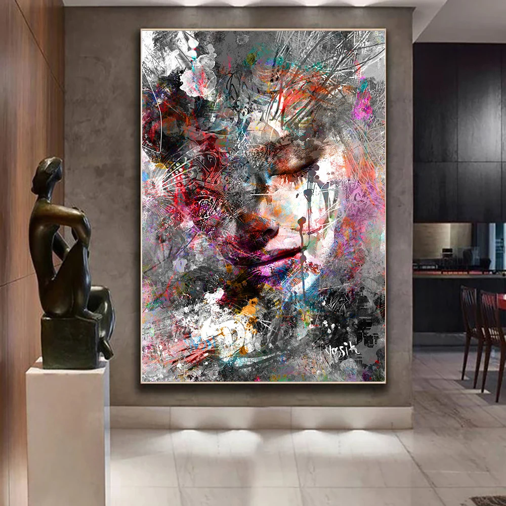 

Modern Abstract Women Portrait Art Canvas Posters and Prints on The Wall Art Decoration for Entry Way Bedroom Cuadros Para Sala