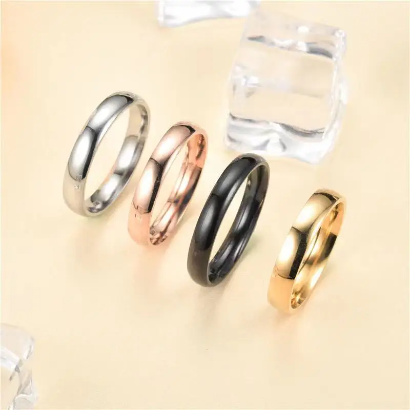 

Fashion Minimalist Design Rings 4mm Smooth Inner And Outer Arc Ring Stainless Steel Jewelry