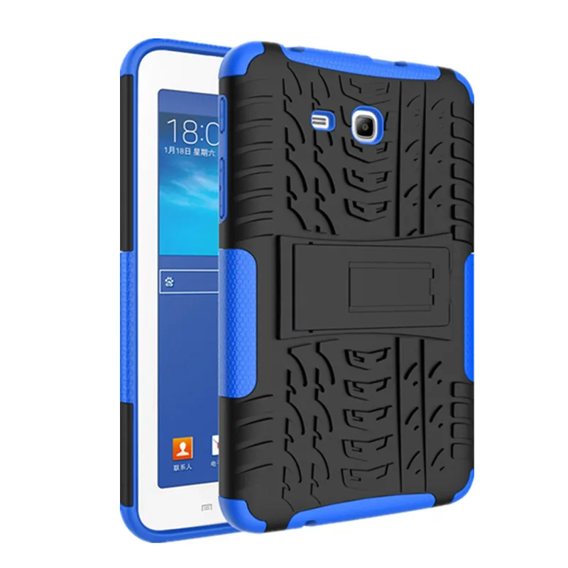 Blue and Black Чехлы для планшетов для Samsung Galaxy Tab 3 Lite 7,0 ''T110 чехол Гибридный армированный противоударный прочный двойной-Слои Kistand Крышка для SM-T111 - Цвет: Blue and Black