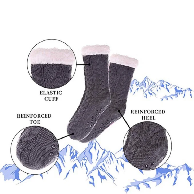 2019 домашние носки для пола с оленями тапочки женские зимние теплые пушистые