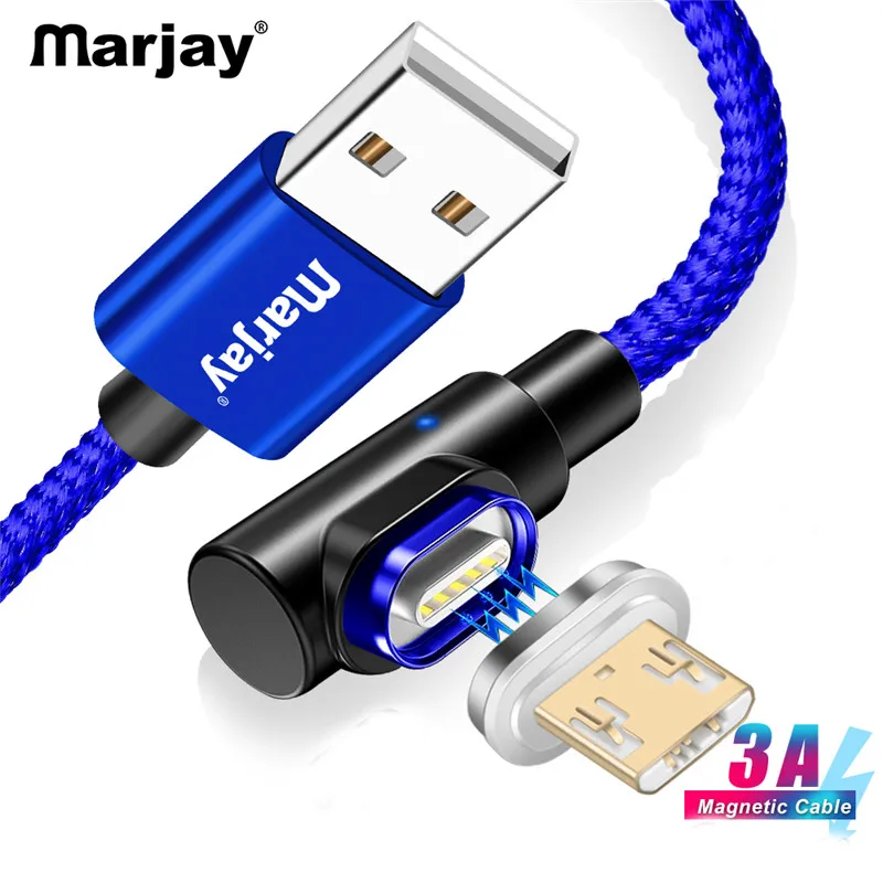Магнитный кабель Marjay с углом 90 градусов 3 А магнитное зарядное устройство Micro USB