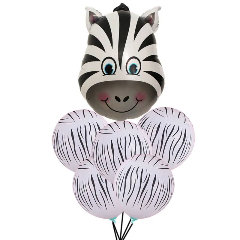 18-дюймовые фольгированные шары в форме головы животных: тигра, леопарда, коровы, с отпечатками лап собаки и латексные шары.