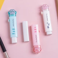 creative cute 1 pcs kawaii cat paw push pull pen shape pencil eraser rubber novelty kids student learning office stationery