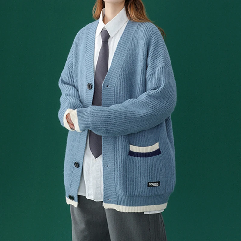 

FOR Legible Casual V-neck Knitted Cardigan Women Autumn Winter Female Cardigan Fashion Loose Ladies Sweater