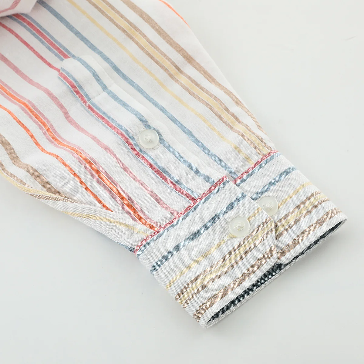 

2020 Men's Spring New Linen Shirt Fresh Stripe Long-Sleeved Shirt