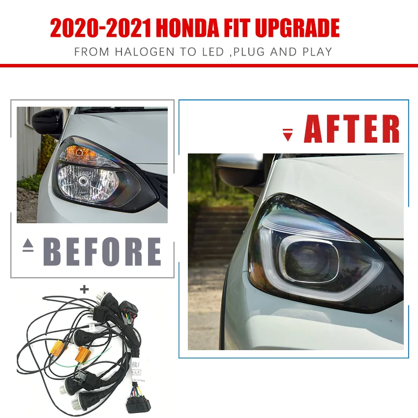 

YCK фар автомобиля модификация апгрейд специальные передачи адаптер для проводки в течение 20-21 Honda Fit от галогенных к светодиодный Plug And Play