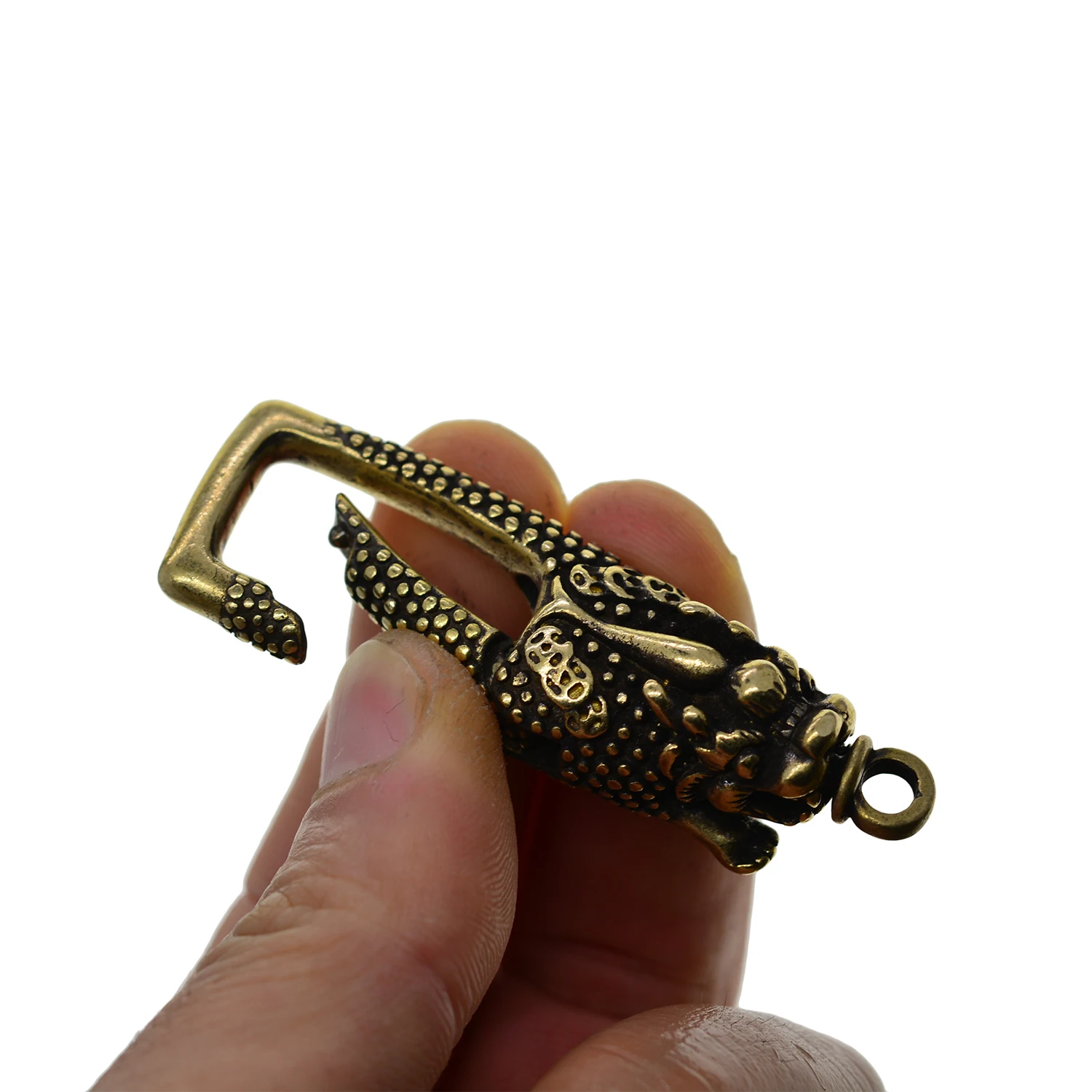 Ручная работа Ретро латунь Китайский единорог Дракон поворотный крючок застежка