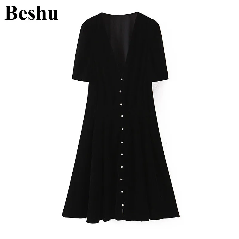 Za 2019 модное мини платье женское черное эластичное бархатное винтажное