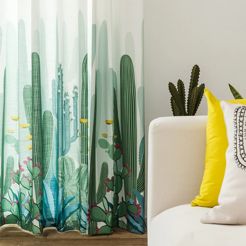 Занавески в скандинавском стиле для гостиной занавески на окна с принтом кактуса
