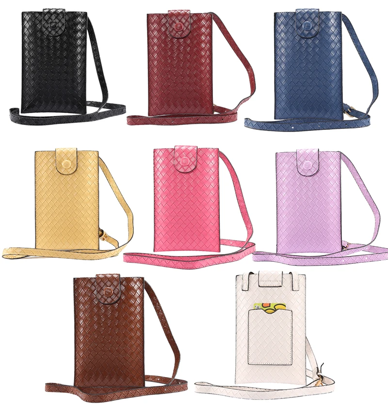 

Universal Leather Weave Cell Phone Bag Shoulder Pocket Wallet Pouch Case for iPhone12 XS Huawei P30 Pro Wallet Flip Leather Case