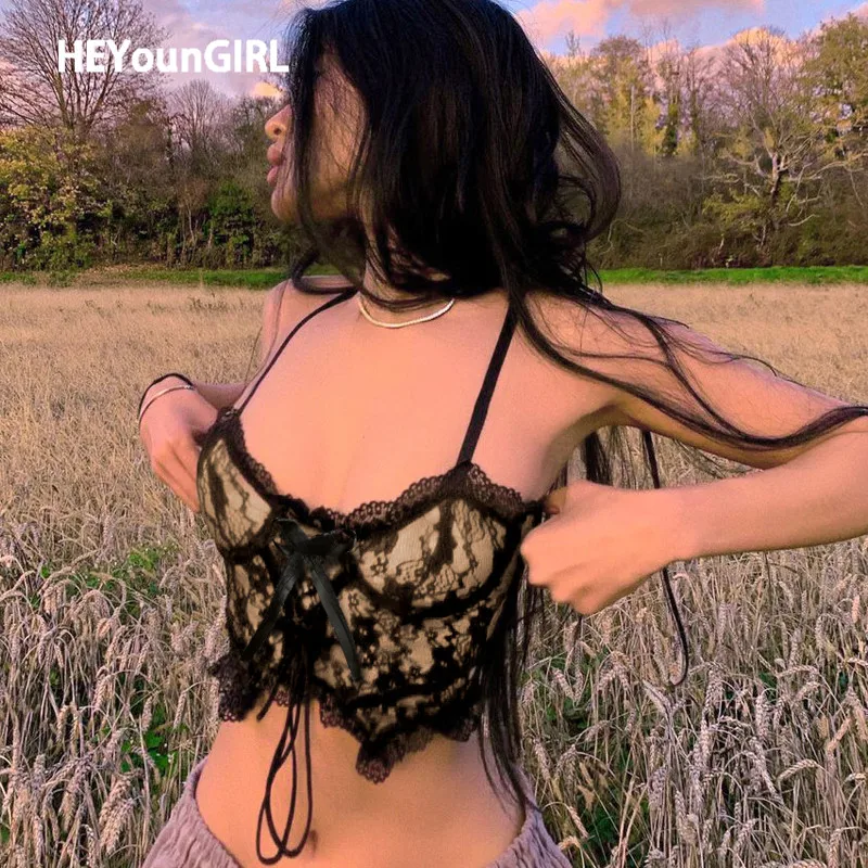HEYounGIRL двухслойный черный сетчатый сексуальный укороченный топ на молнии с
