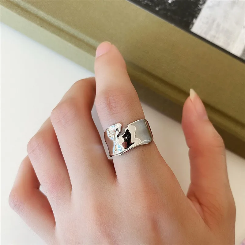

RUIYI Real 925 Sterling Silver French Style Women Special-shaped Glaze Rings 18K Gold Female Hyperbole Punk Hiphop Rock Rings