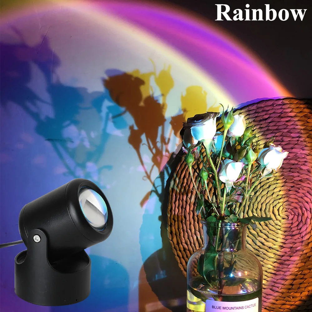 Sunset Projection Lamp LED NIght Light Rainbow Floor Stand Modern Decorative USB Shop Bar Wall Decoration | Лампы и освещение