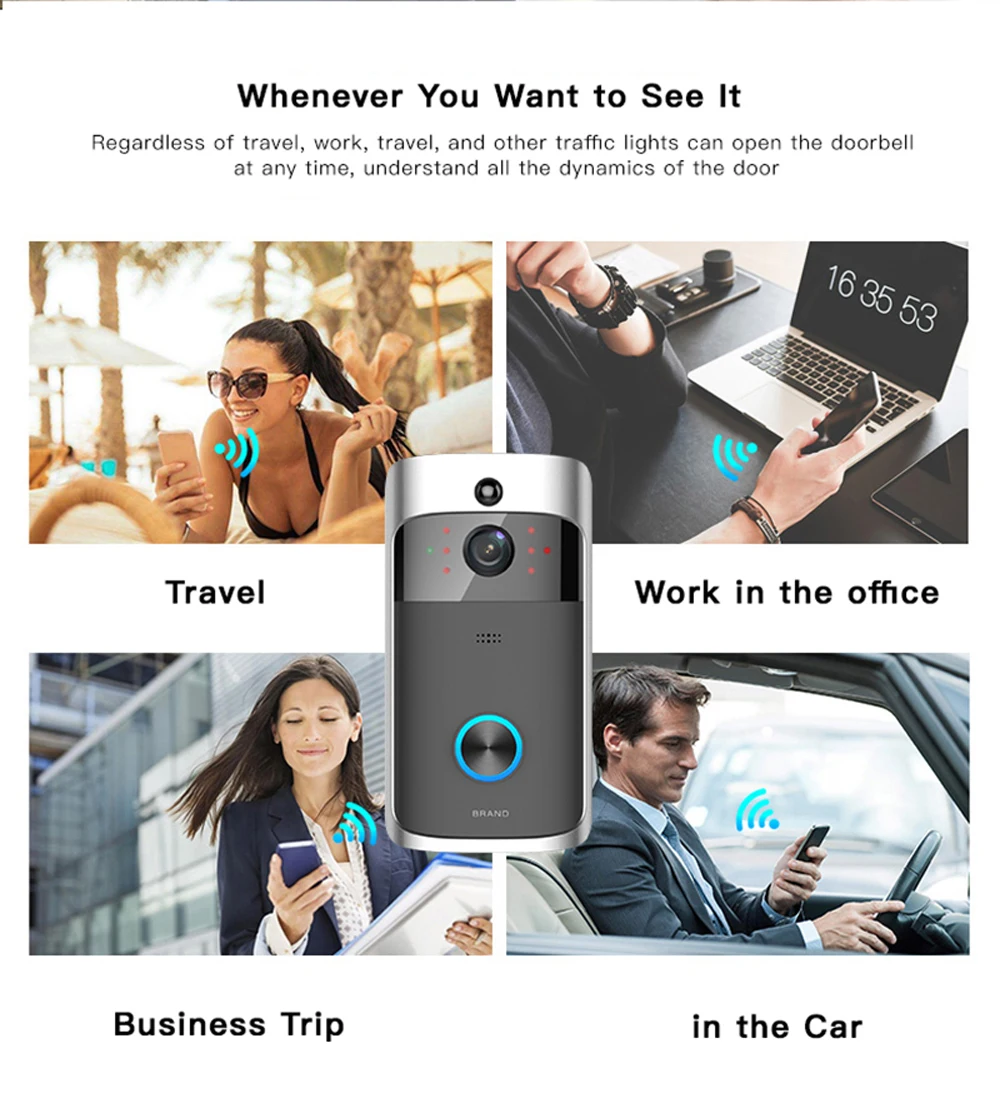 Умный беспроводной дверной звонок Wifi для домашней безопасности видео зритель с
