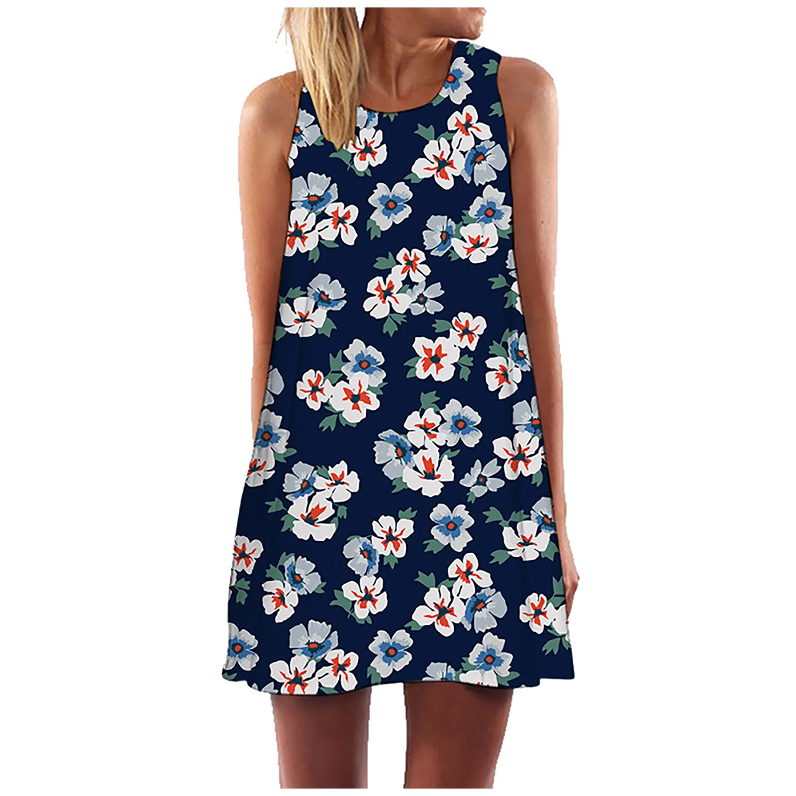 

Women Butterfly Print Sleeveless O Neck Casual Loose Dress for Daily Beach Holiday Party Women'S Dress