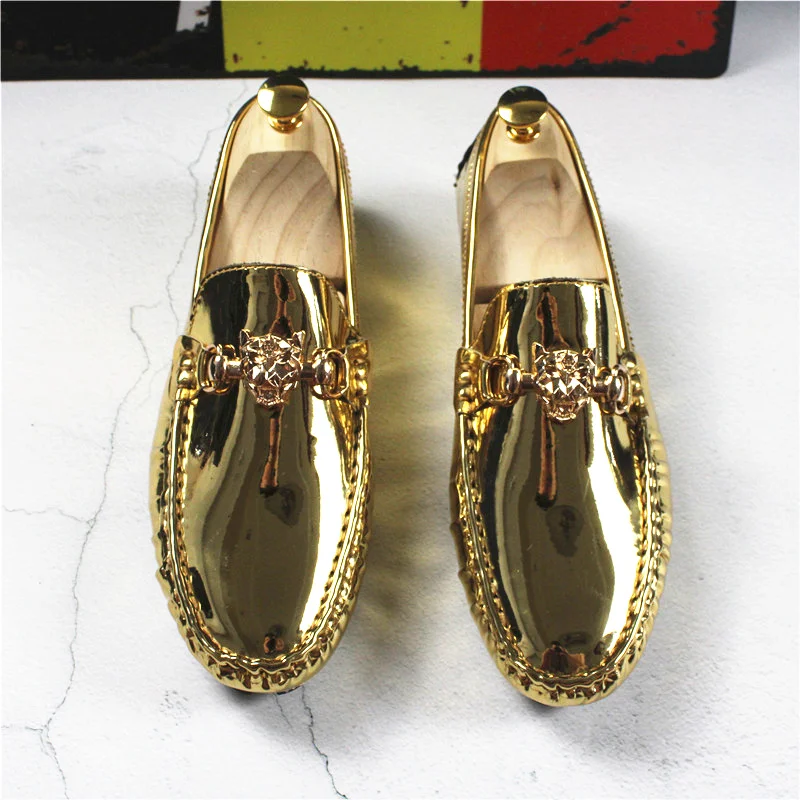 Туфли мужские из лакированной кожи на резиновой подошве Нескользящие большие