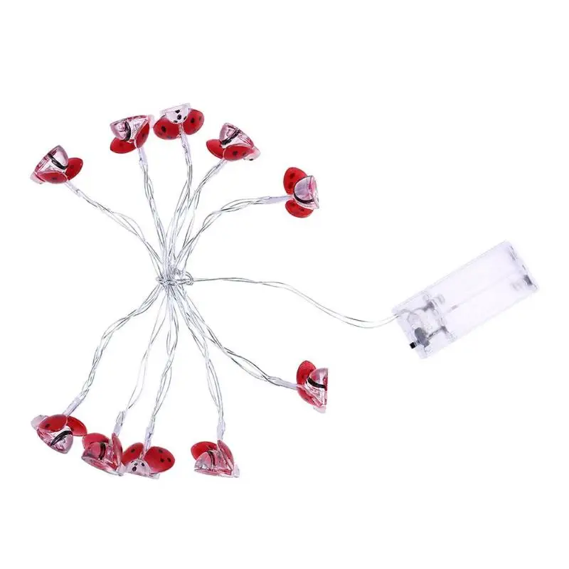 Светодиодный гирлянды в форме божьей коровки 10 светодиодный водонепроницаемый