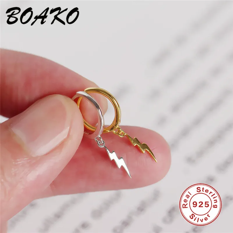 BOAKO модные серьги из стерлингового серебра 925 пробы для женщин подвеска с молнией очаровательные маленькие серьги-гвоздики серьги с пряжкой