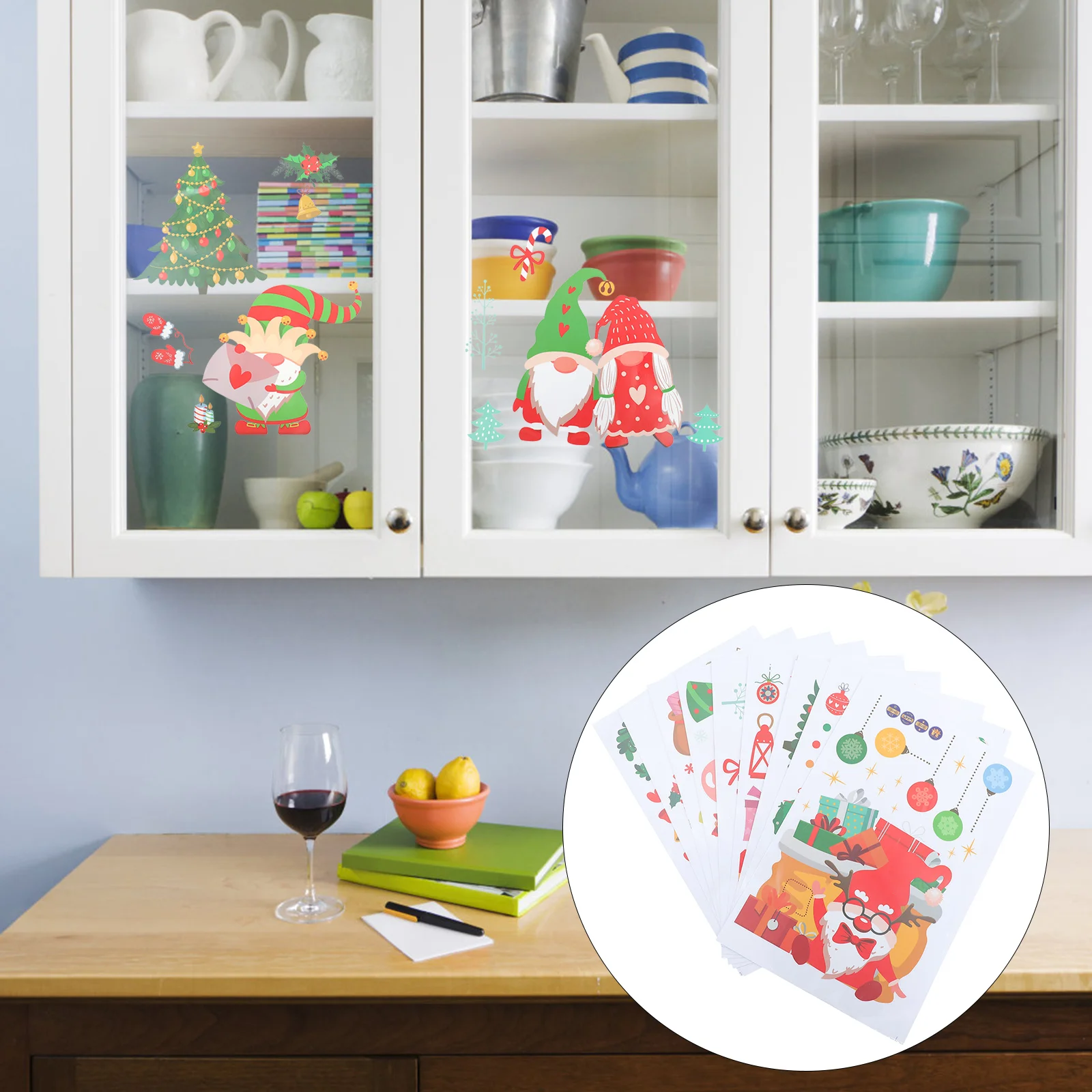 

Sheets Christmas Gnome Dwarf Sticker Window Sticker Door Decals Xmas Decor