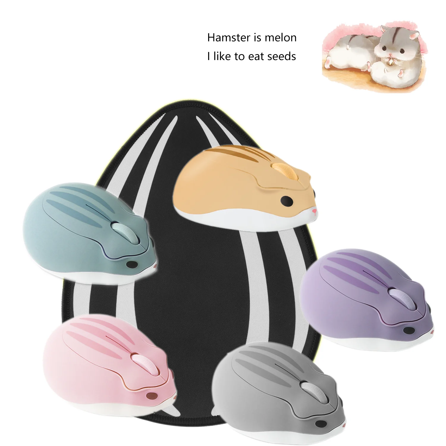 

Wireless Cute 2.4G Mouse Hamster Cartoon Design Mause Ergonomic 3D Optical Creative Mice With Mouse Pad Kids Gift For PC Laptop