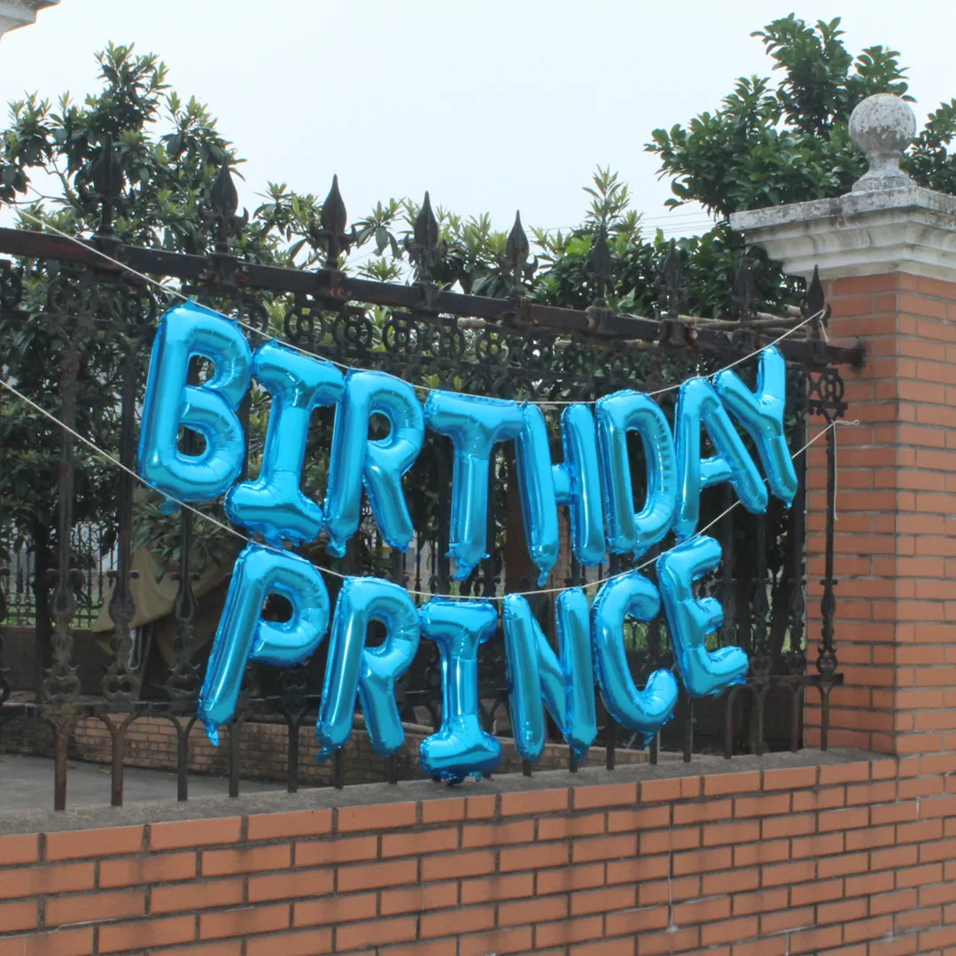 HAPPY BIRTHDAY PRINCE BANNER SON party decorations BOY BLUE 1st First birth BUNTING Pennant