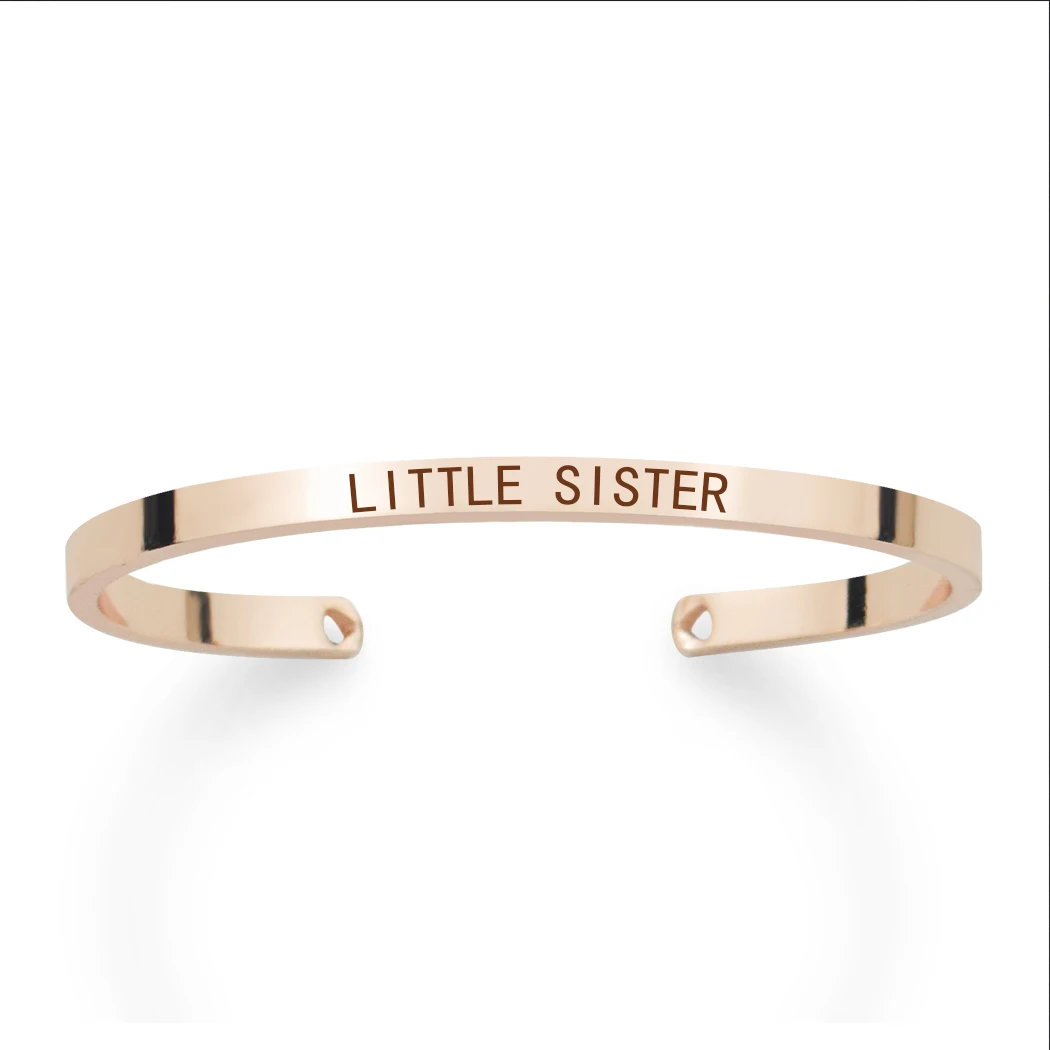 Старшая Сестра младшая сестра Выгравированная манжета браслет для сестер
