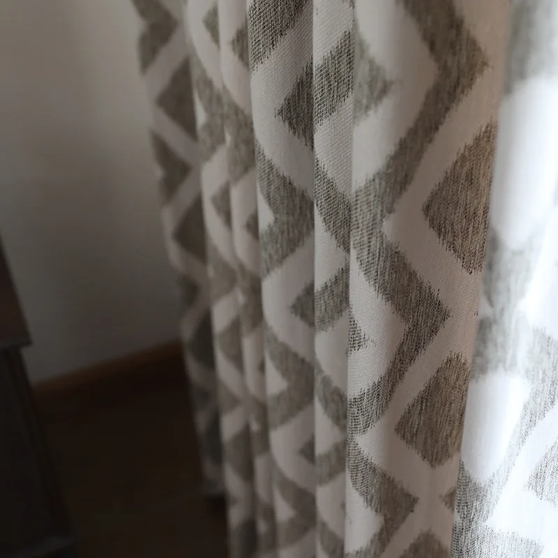 

Simple Modern Atmosphere Nordic Diamond Lattice Curtains Living Room Bedroom Study Blackout Curtain Customization