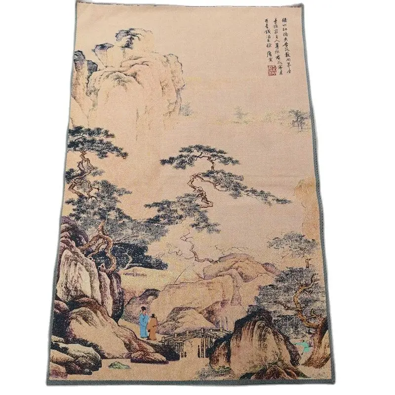 

Chinese Thangka Embroidery Handmade Silk Landscape Character Painting